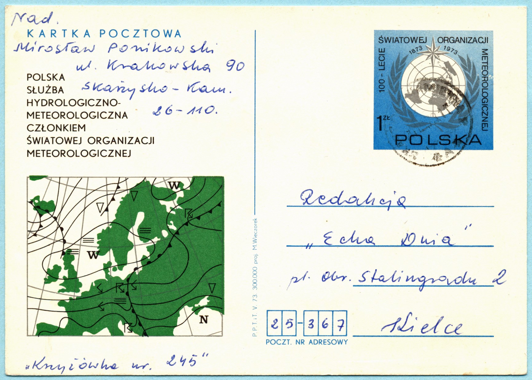 Polnische Ganzsachen-Postkarte, MiNr. P 603 von 1973